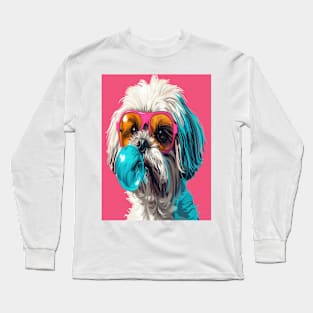Pop Art Pooch: A Shaggy Dog's Bubble Gum Fun Long Sleeve T-Shirt
